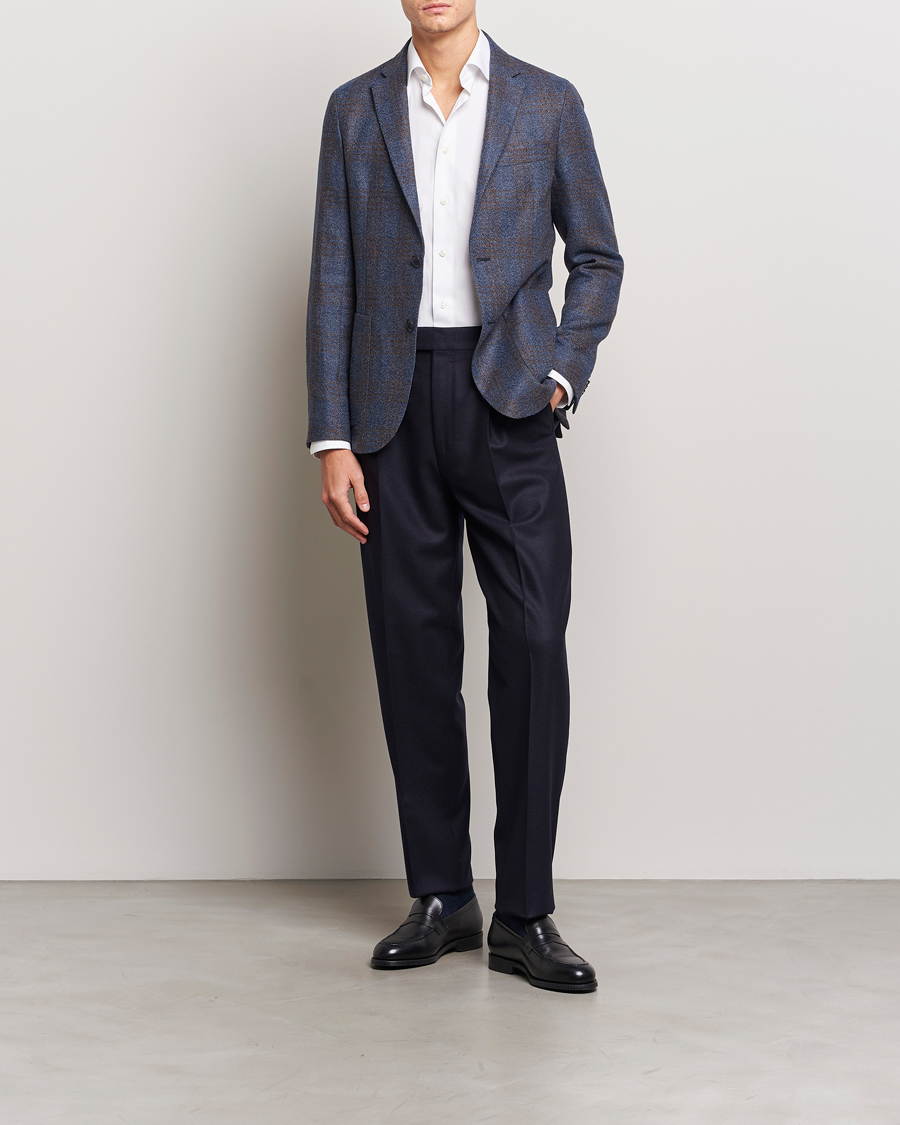 Herre | Bukser | Zegna | Pleated Flannel Trousers Navy