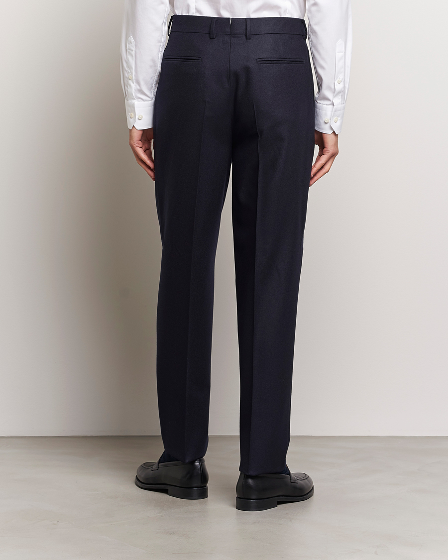 Herre | Bukser | Zegna | Pleated Flannel Trousers Navy