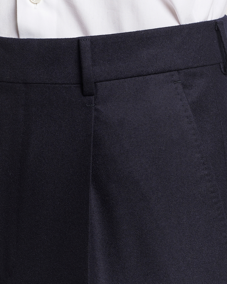 Herre | Bukser | Zegna | Pleated Flannel Trousers Navy