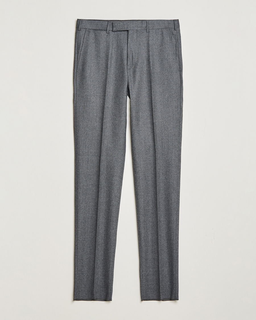 Herre | Bukser | Zegna | Carded Flannel Trousers Grey Melange