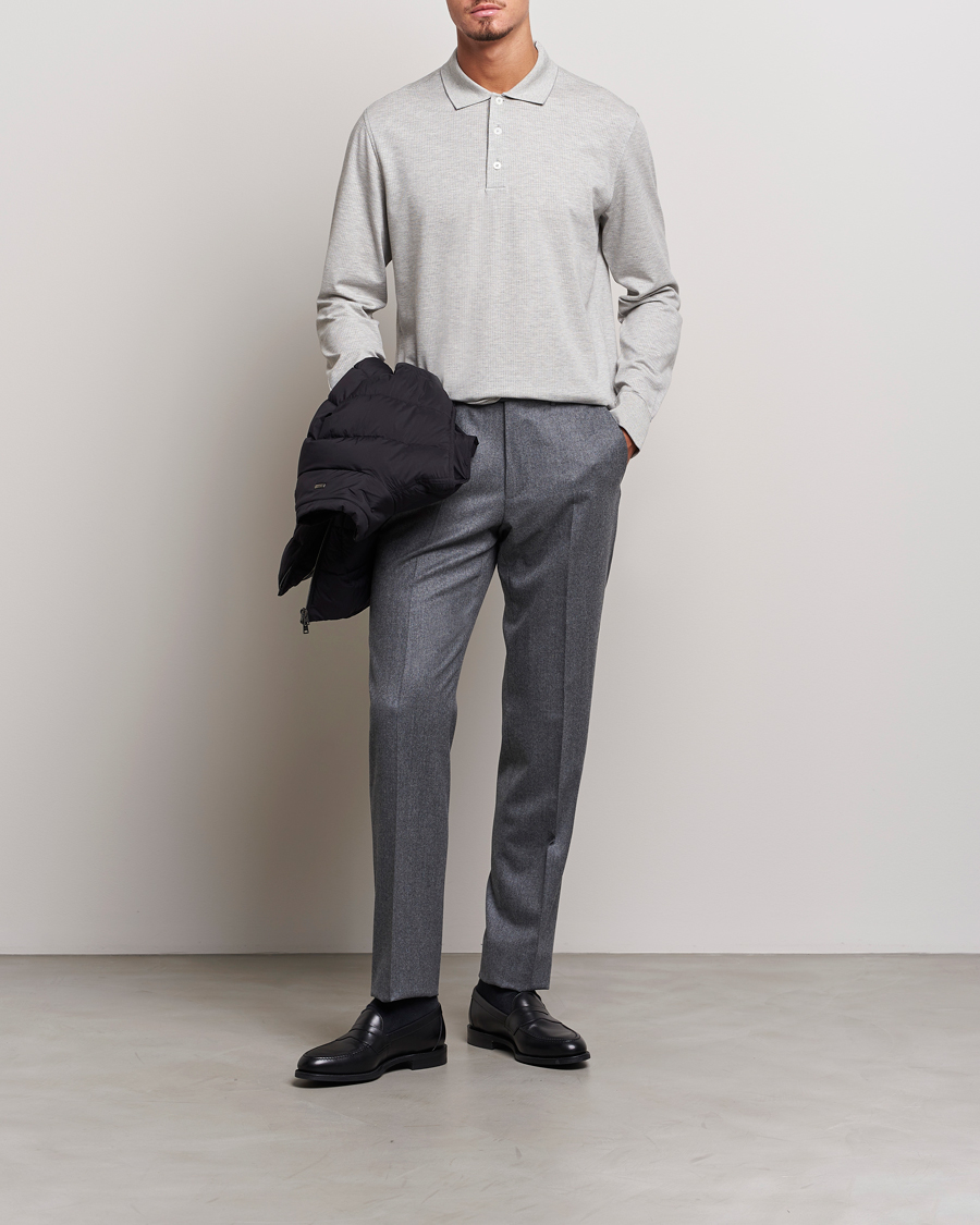 Herre | Bukser | Zegna | Carded Flannel Trousers Grey Melange