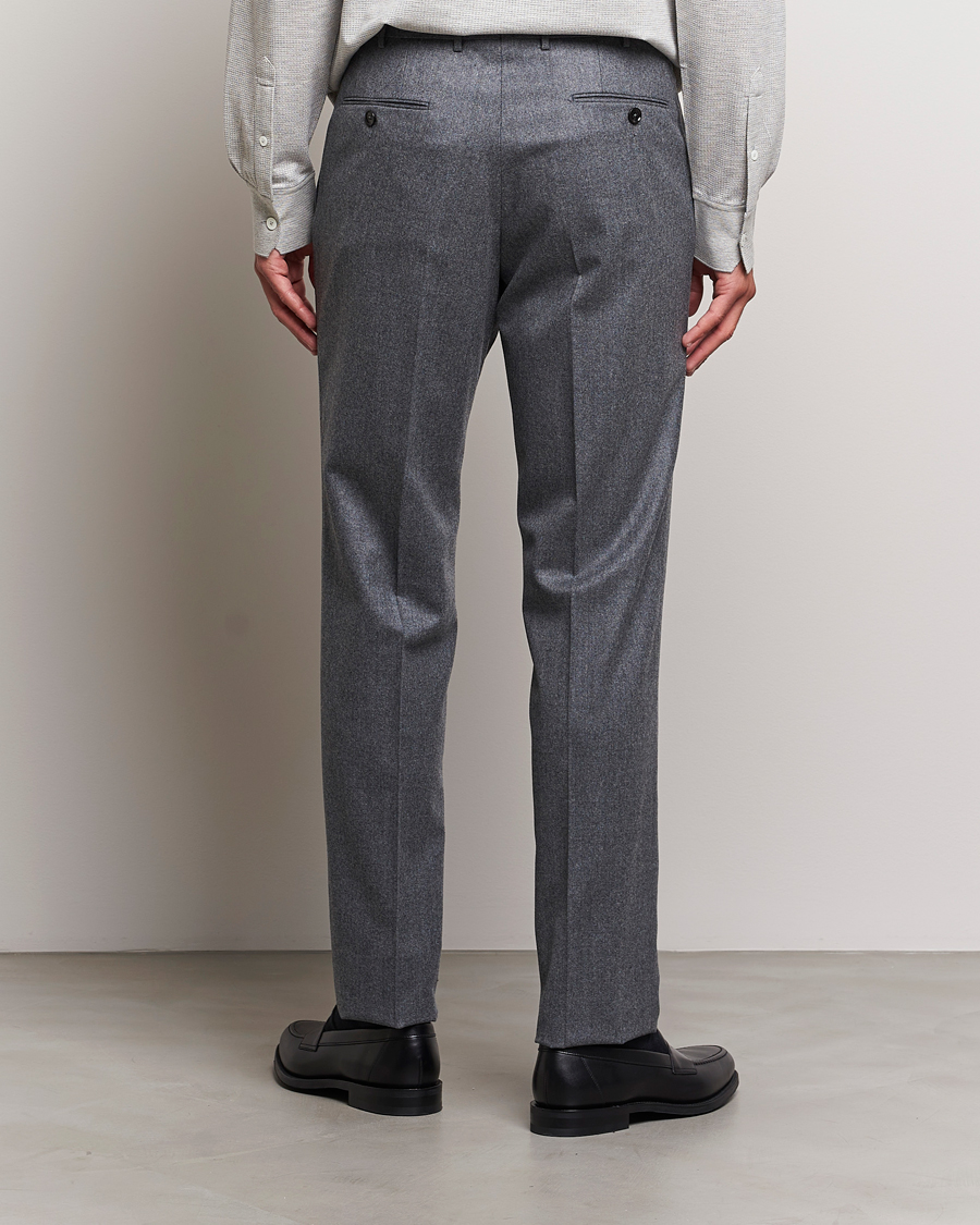 Herre | Bukser | Zegna | Carded Flannel Trousers Grey Melange