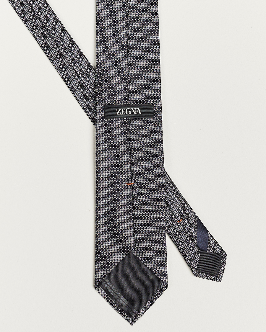 Herre | Zegna Printed Silk Tie Navy | Zegna | Printed Silk Tie Navy