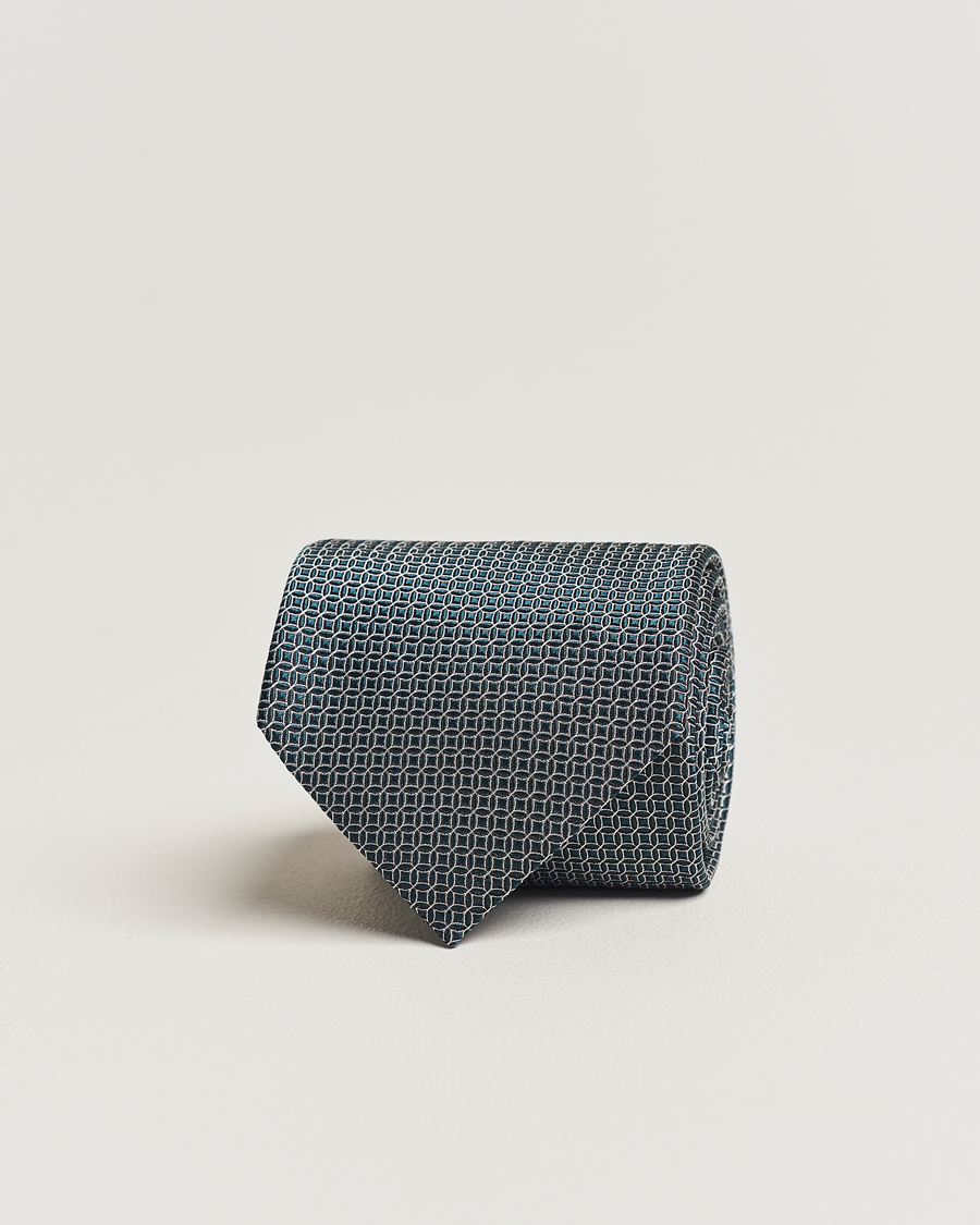 Herre | Zegna Printed Silk Tie Dark Green | Zegna | Printed Silk Tie Dark Green