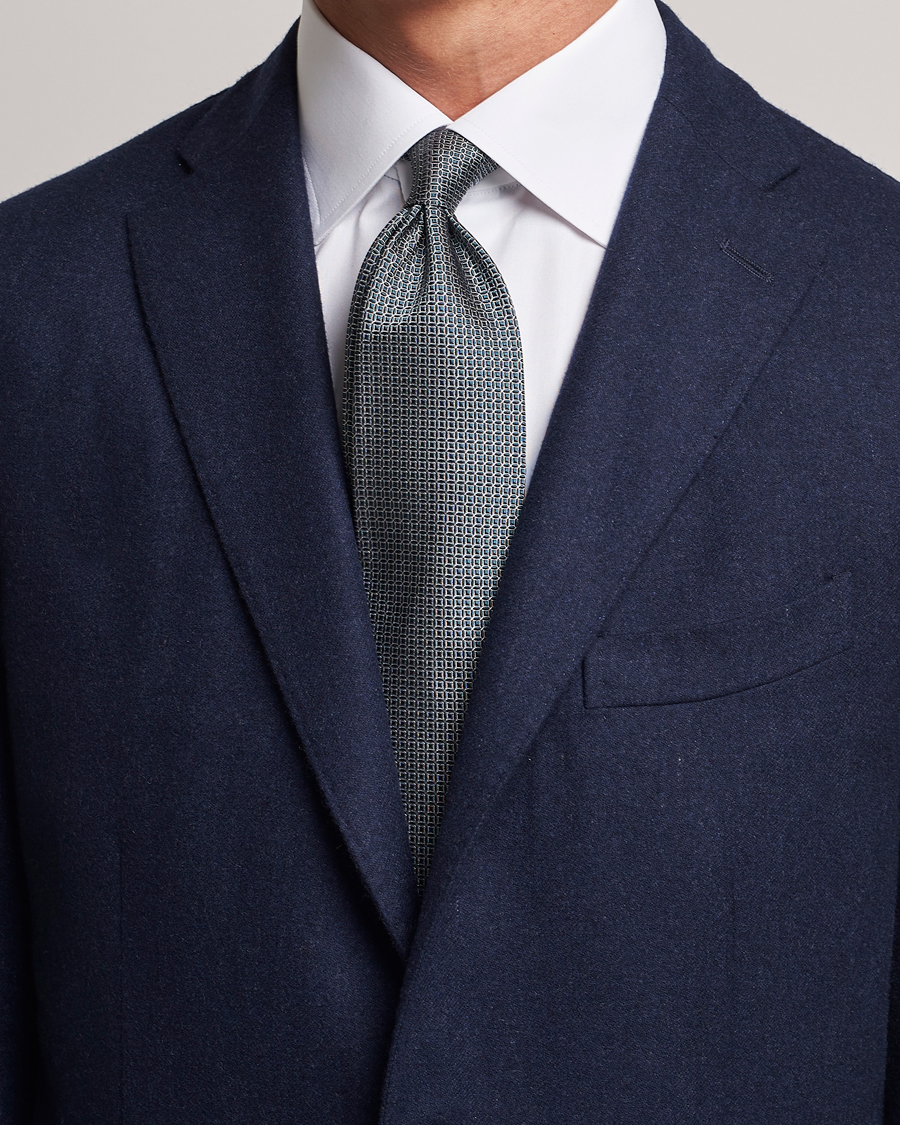 Herre | Zegna Printed Silk Tie Dark Green | Zegna | Printed Silk Tie Dark Green