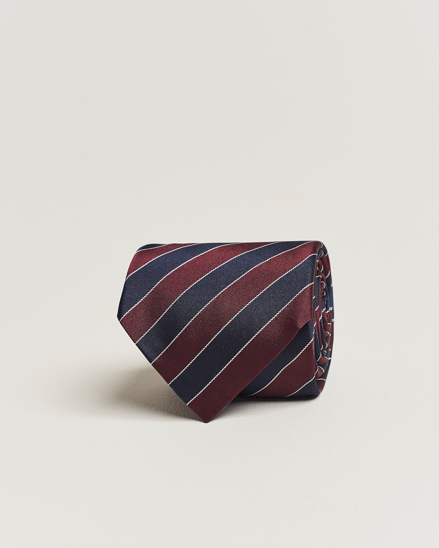 Herre | Zegna Regimental Stripe Silk Tie Navy/Burgundy | Zegna | Regimental Stripe Silk Tie Navy/Burgundy