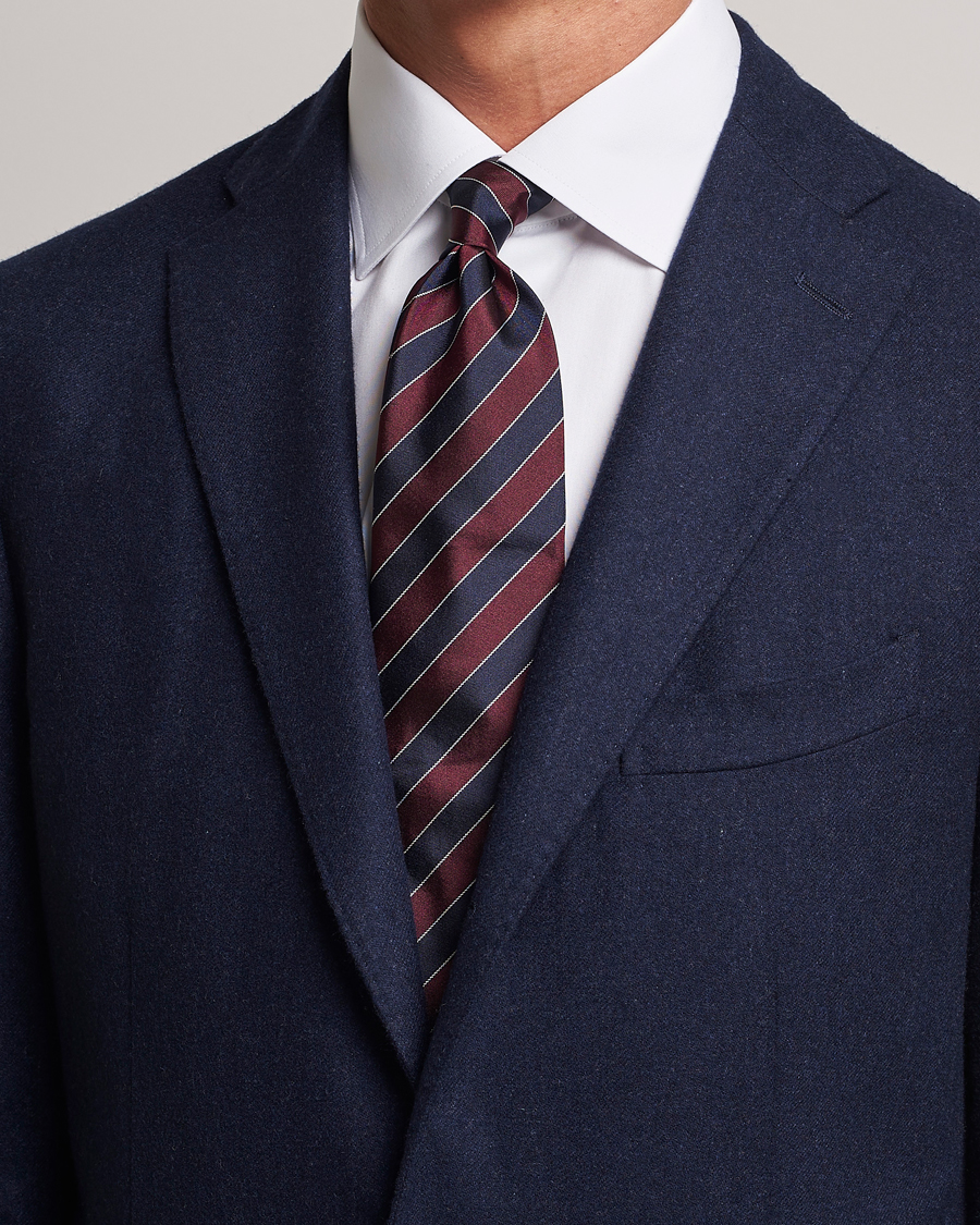 Herre |  | Zegna | Regimental Stripe Silk Tie Navy/Burgundy