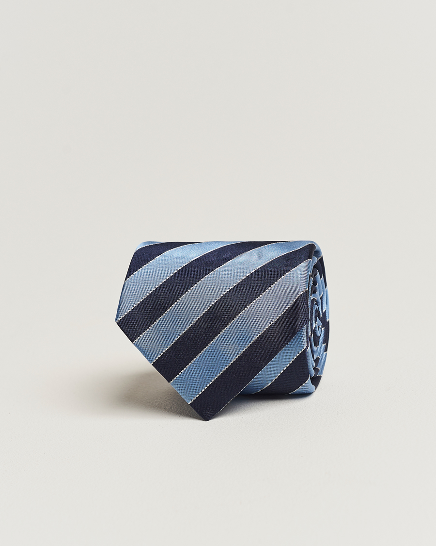 Herre | Zegna Regimental Stripe Silk Tie Navy | Zegna | Regimental Stripe Silk Tie Navy