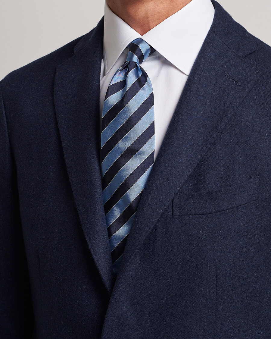 Herre | Zegna Regimental Stripe Silk Tie Navy | Zegna | Regimental Stripe Silk Tie Navy