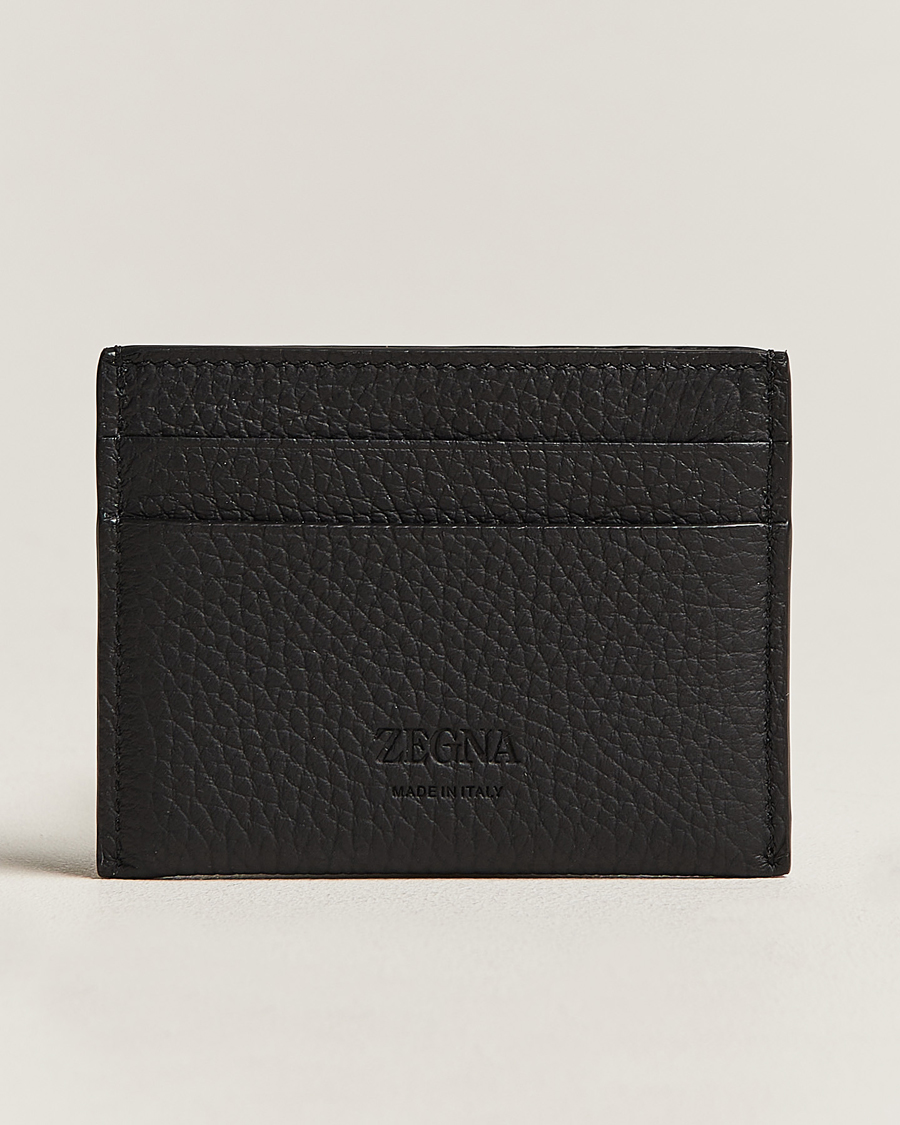 Herre | Zegna Grain Leather Card Holder Black | Zegna | Grain Leather Card Holder Black