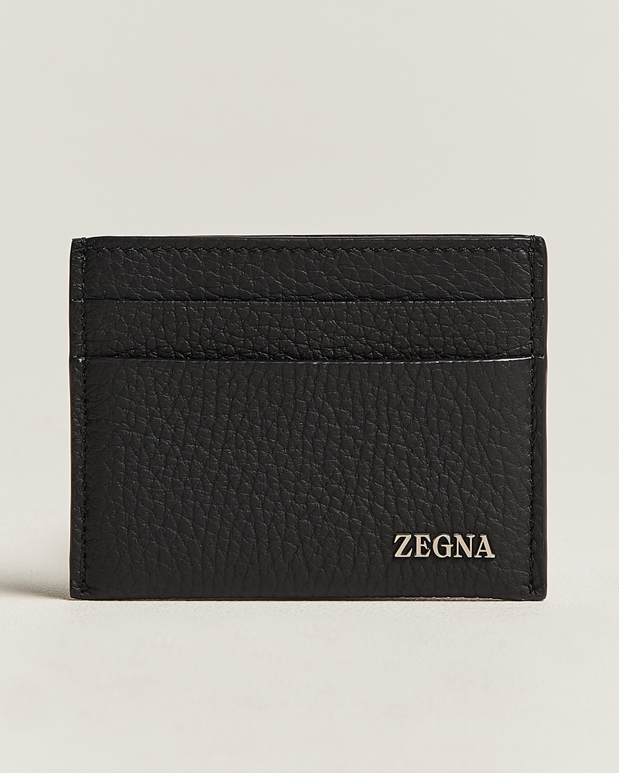 Herre | Zegna Grain Leather Card Holder Black | Zegna | Grain Leather Card Holder Black