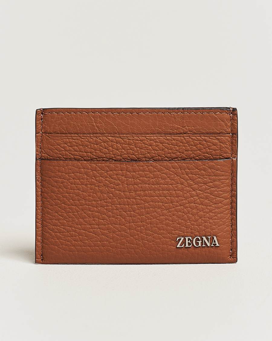 Herre | Zegna Grain Leather Card Holder Brown | Zegna | Grain Leather Card Holder Brown