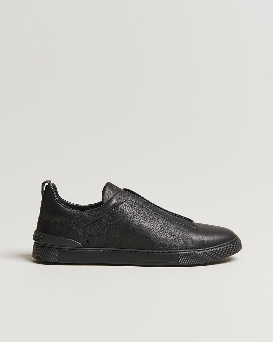Herre | Zegna Triple Stitch Sneakers Full Black Deerskin | Zegna | Triple Stitch Sneakers Full Black Deerskin