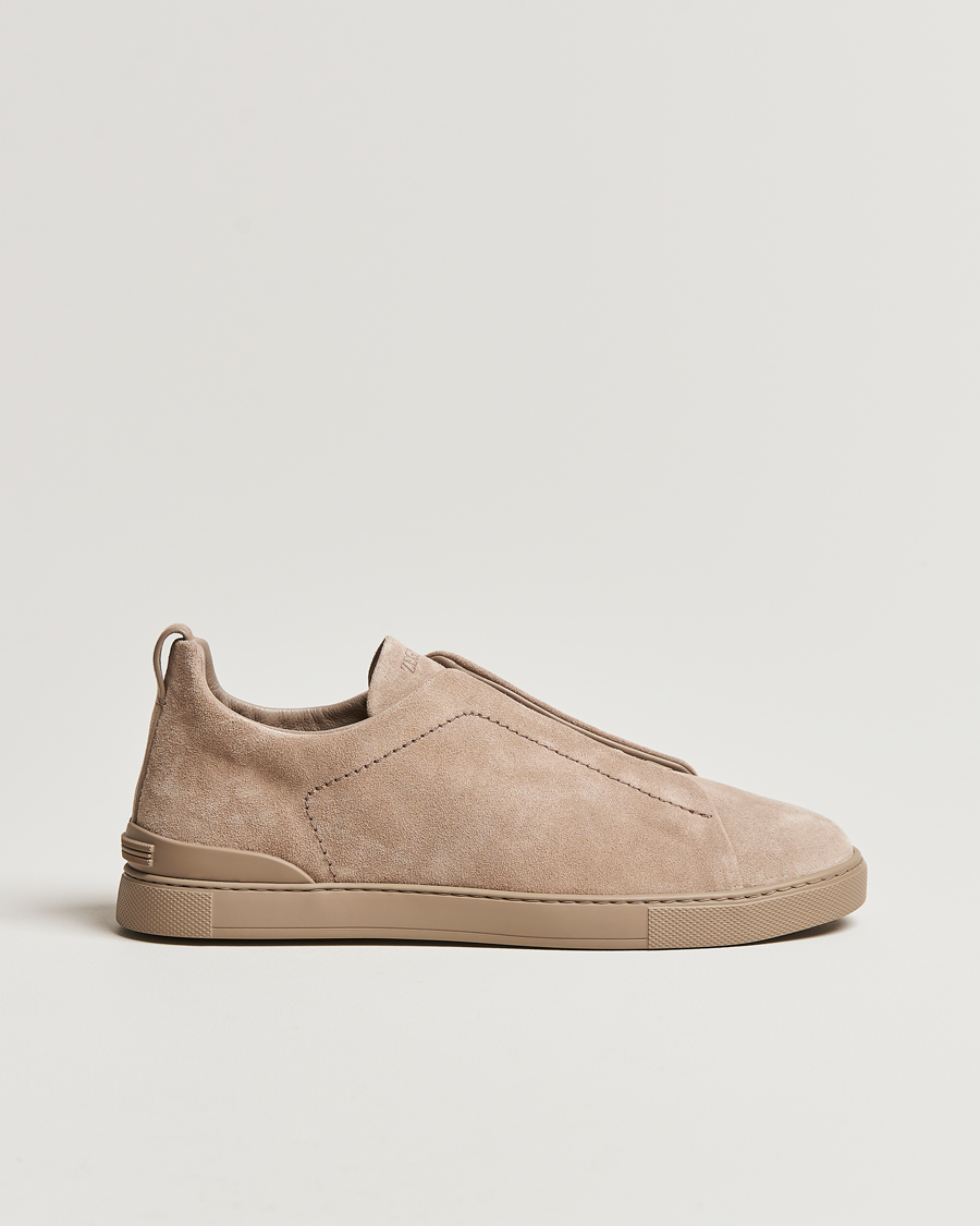 Herre | Zegna Triple Stitch Sneakers Full Beige Suede | Zegna | Triple Stitch Sneakers Full Beige Suede