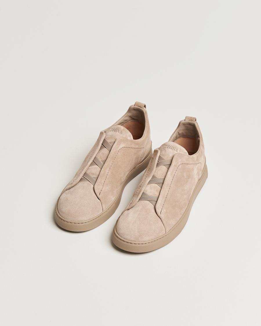 Herre | Zegna Triple Stitch Sneakers Full Beige Suede | Zegna | Triple Stitch Sneakers Full Beige Suede