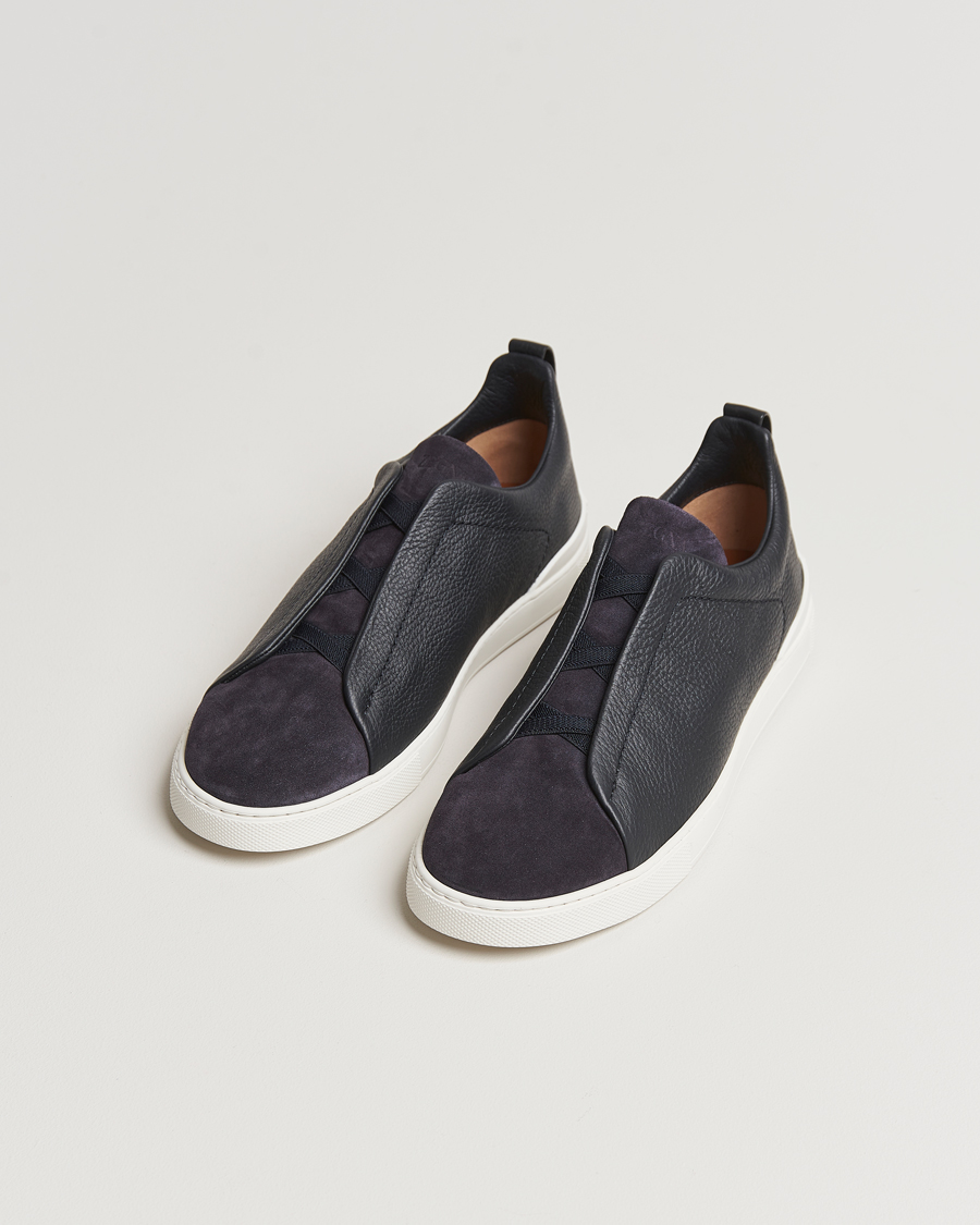 Herre |  | Zegna | Triple Stitch Bi-Material Sneakers Navy