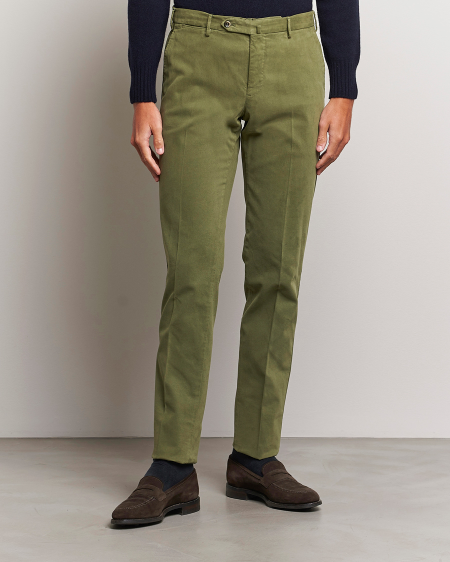 Herre | Italian Department | PT01 | Slim Fit Cotton Stretch Chinos Dark Green