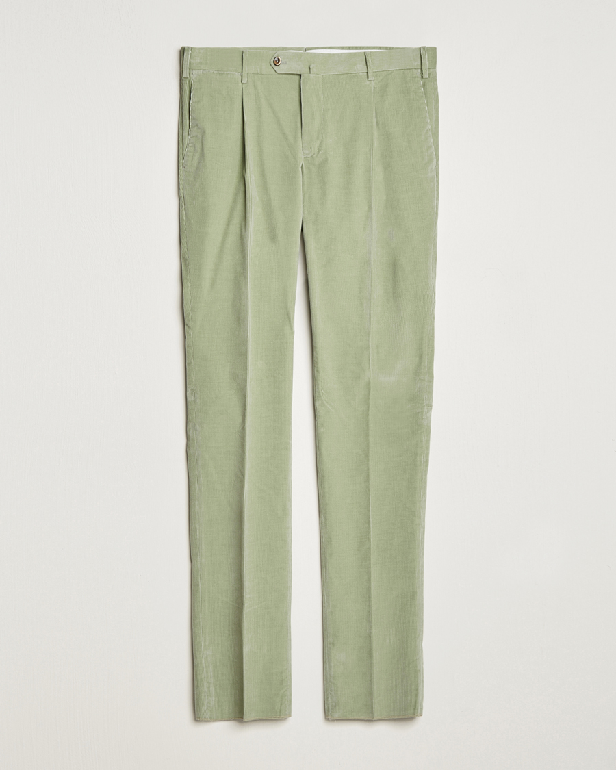 Herre | PT01 | PT01 | Slim Fit Pleated Corduroy Trousers Mint