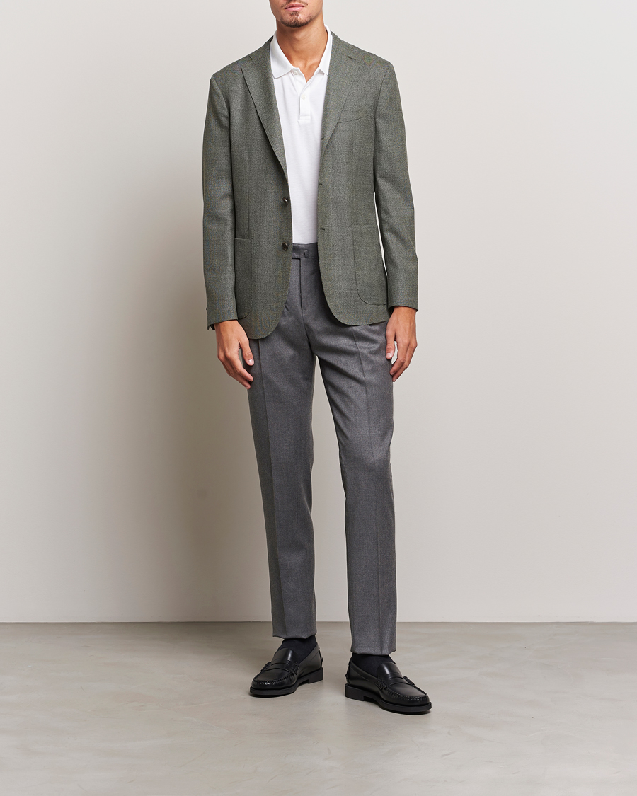 Herre | Bukser | PT01 | Slim Fit Pleated Flannel Trousers Grey Melange