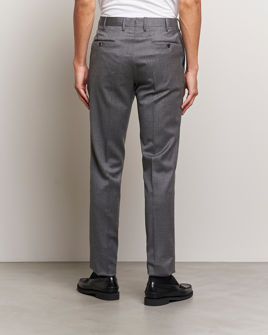 Herre | Bukser | PT01 | Slim Fit Pleated Flannel Trousers Grey Melange