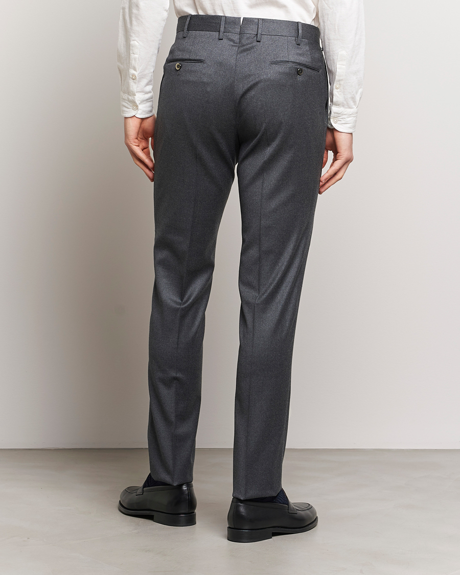 Herre | Bukser | PT01 | Slim Fit Pleated Flannel Trousers Dark Grey
