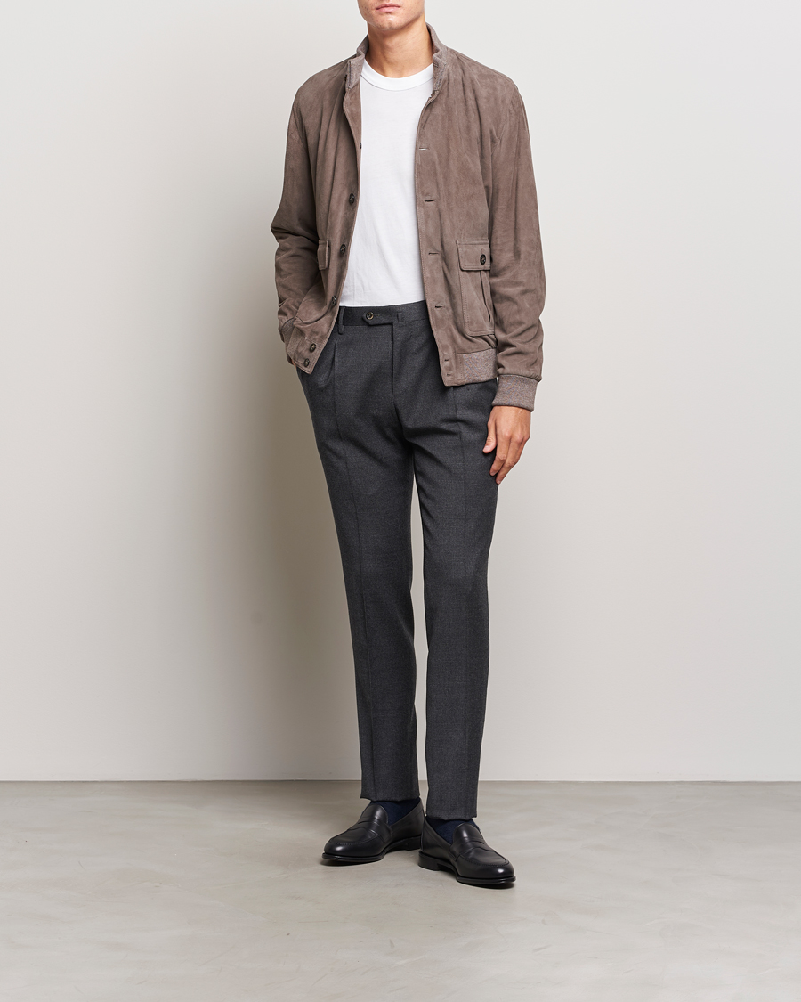 Herre | Bukser | PT01 | Slim Fit Pleated Houndstooth Trousers Medium Grey