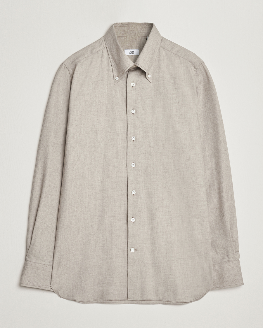 Herre | Klær | 100Hands | Cotton/Cashmere Button Down Flannel Shirt Taupe