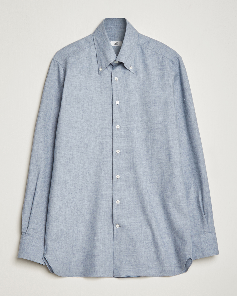 Herre | Klær | 100Hands | Cotton Button Down Flannel Shirt Grey