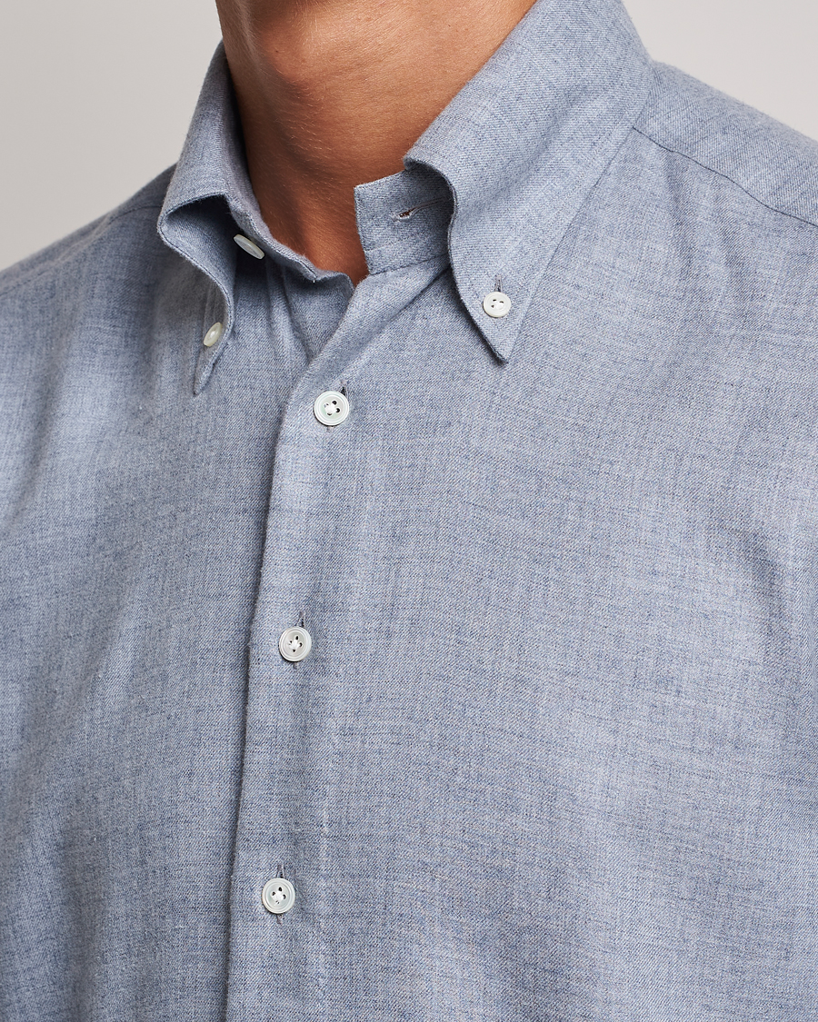 Herre | Skjorter | 100Hands | Cotton Button Down Flannel Shirt Grey