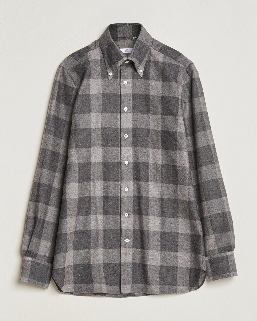 Herre | Klær | 100Hands | Large Checked Flannel Shirt Grey