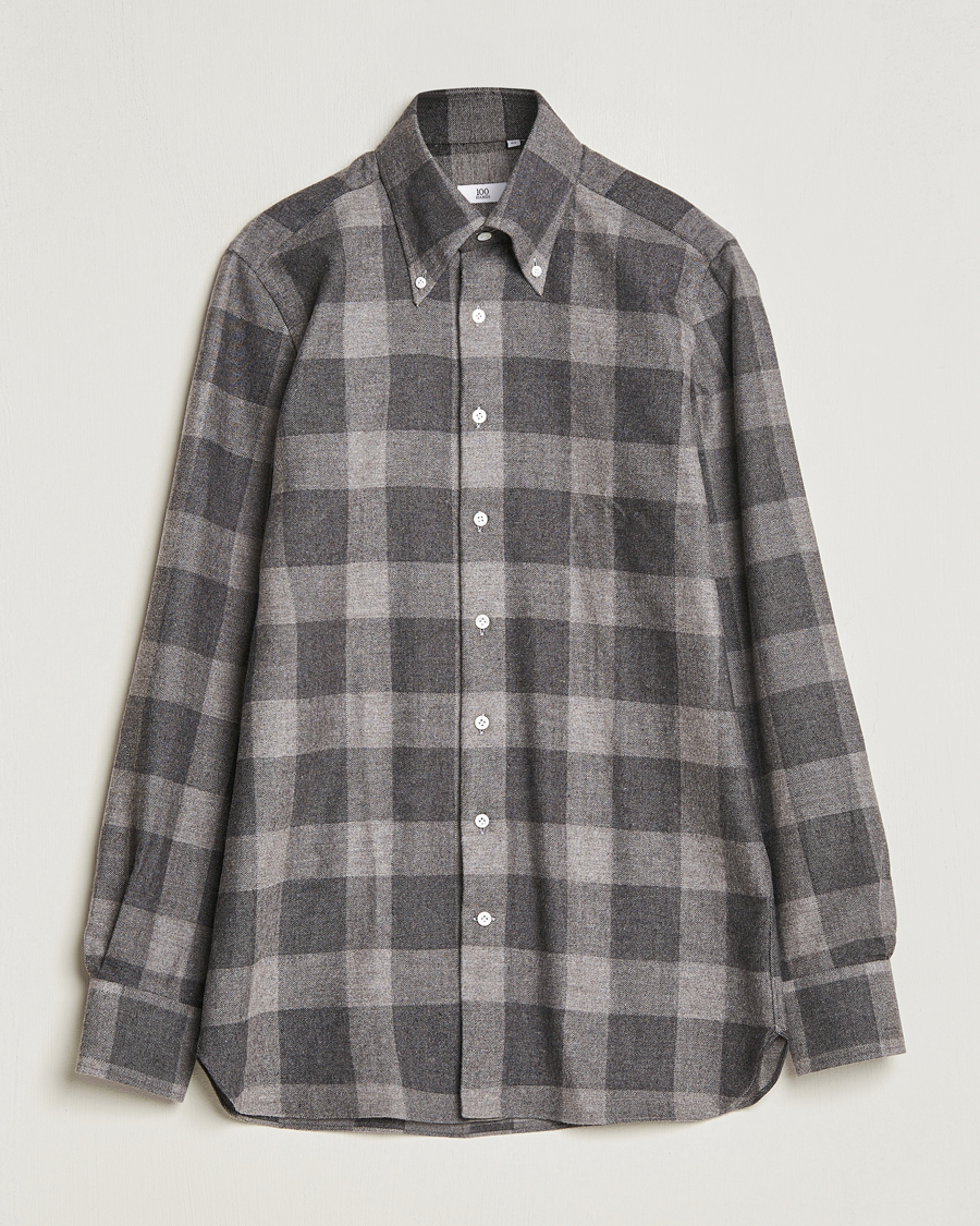 Herre | Skjorter | 100Hands | Large Checked Flannel Shirt Grey