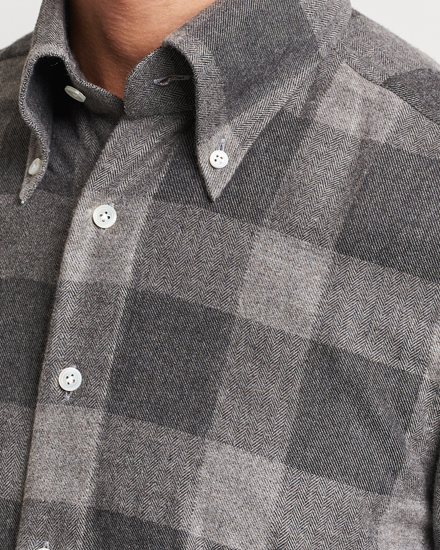 Herre | Skjorter | 100Hands | Large Checked Flannel Shirt Grey