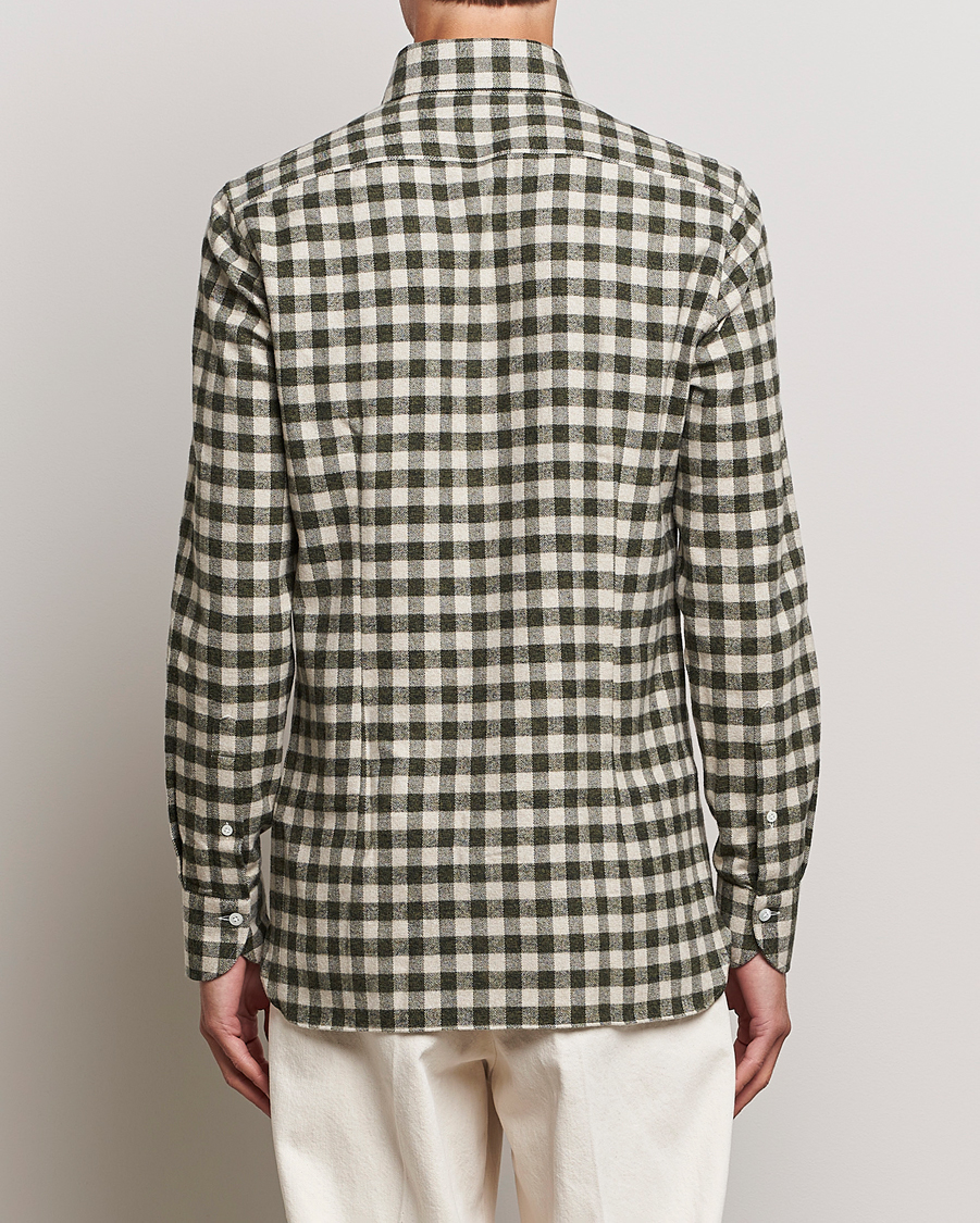 Herre | Skjorter | 100Hands | Checked Cotton Flannel Shirt Green Grey