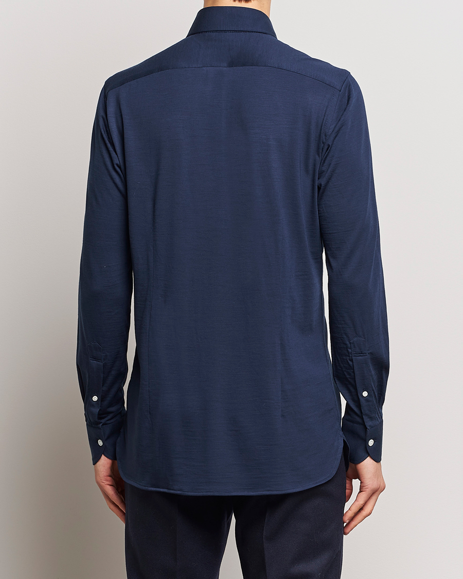 Herre | Skjorter | 100Hands | Wool Cut Away Shirt Navy Blue