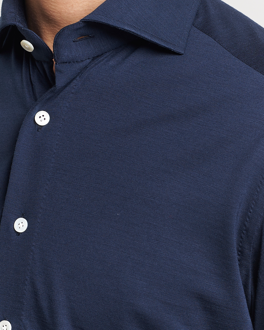 Herre | Skjorter | 100Hands | Wool Cut Away Shirt Navy Blue