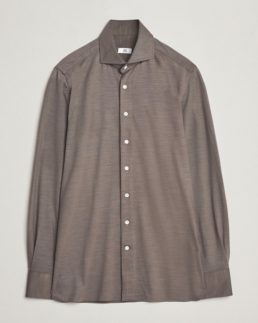 Herre | Skjorter | 100Hands | Wool Cut Away Shirt Green Grey