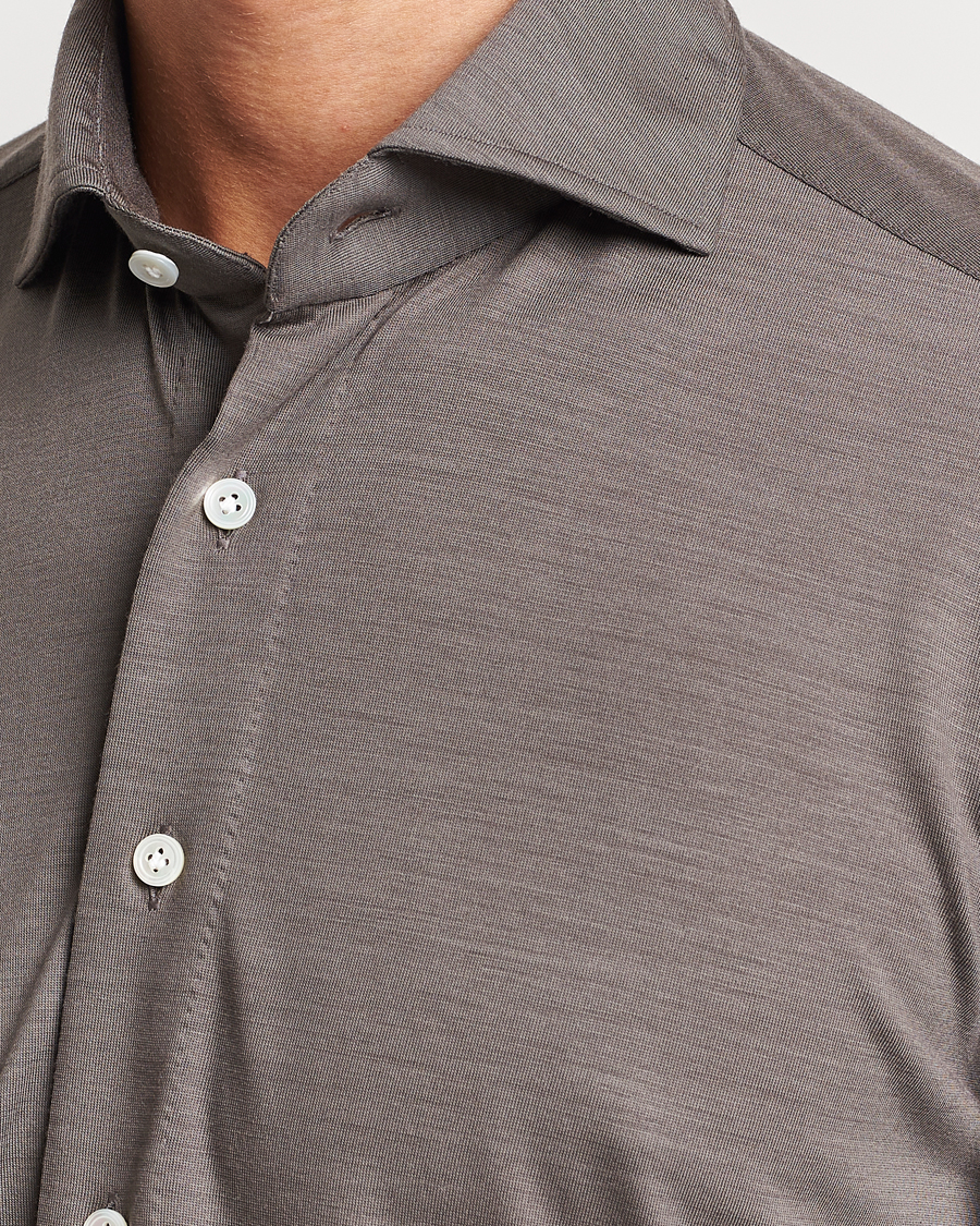 Herre | Skjorter | 100Hands | Wool Cut Away Shirt Green Grey