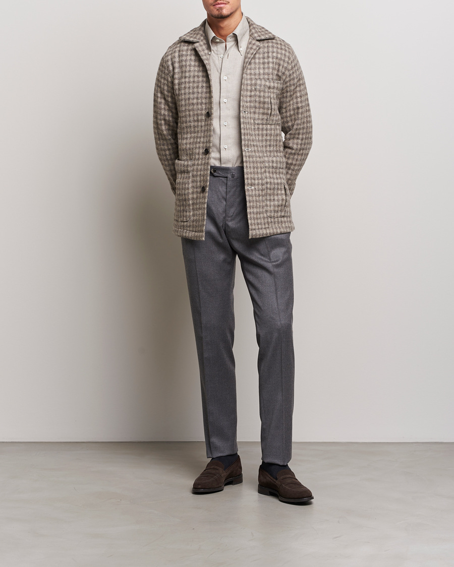 Herre | Skjorter | 100Hands | Fox Brothers Checked Wool Travellers Jacket Brown