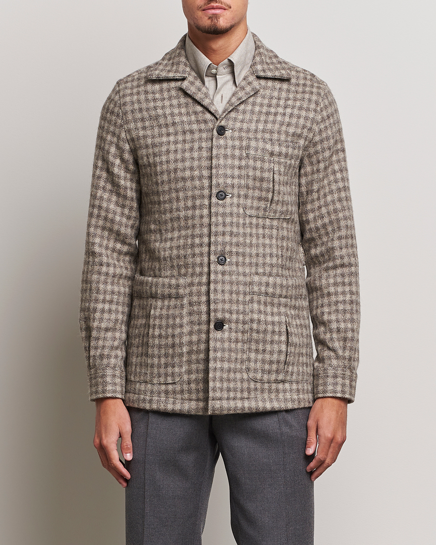 Herre |  | 100Hands | Fox Brothers Checked Wool Travellers Jacket Brown