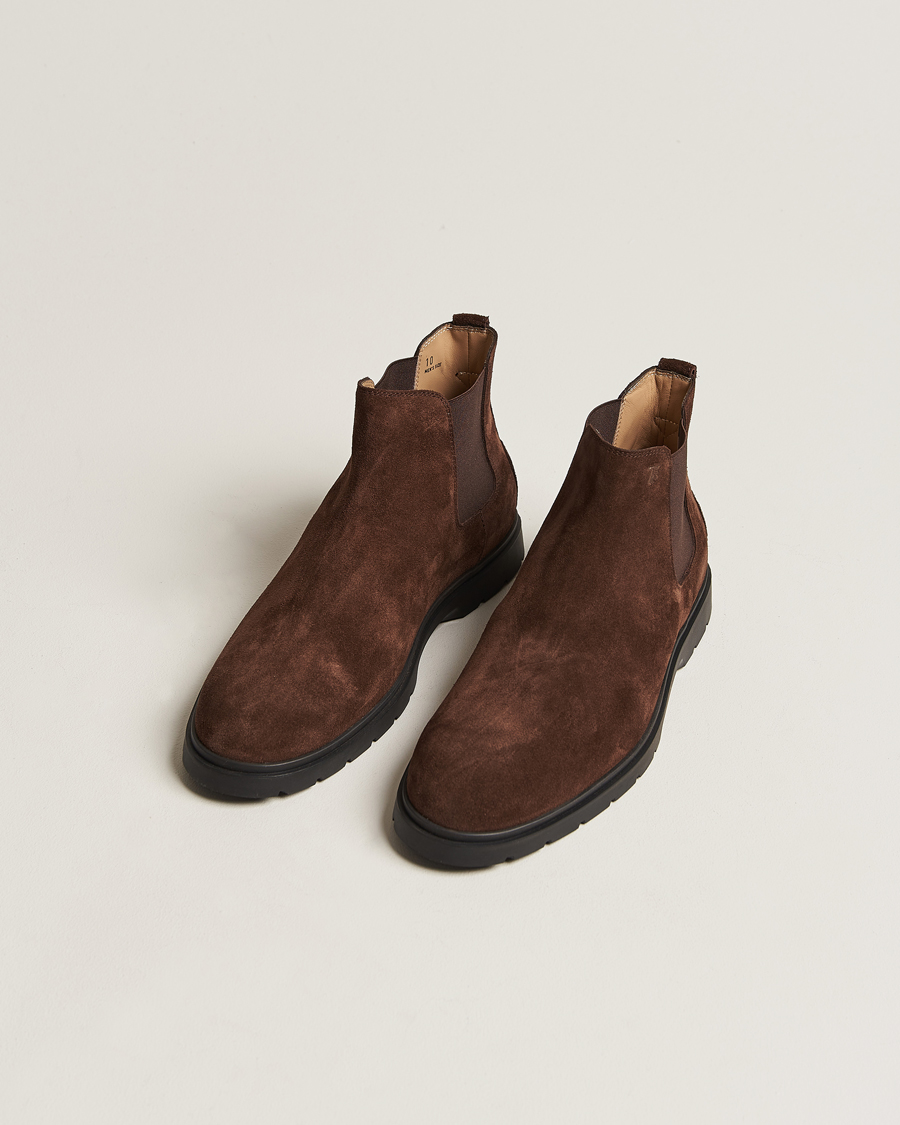 Herre | Luxury Brands | Tod's | Tronchetto Chelsea Boots Dark Brown Suede