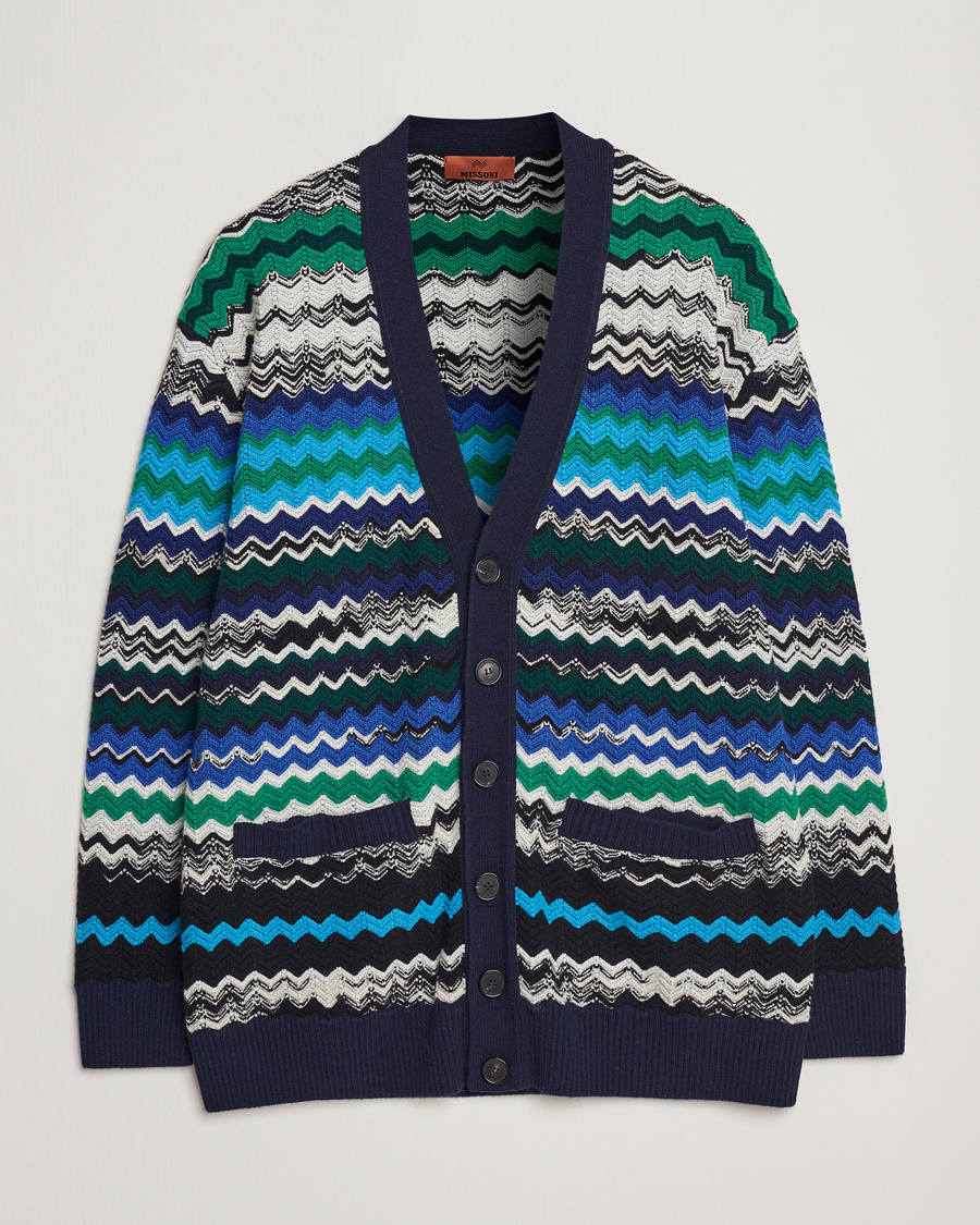 Herre | Gensere | Missoni | Chevron Wool Cardigan Black/Blue