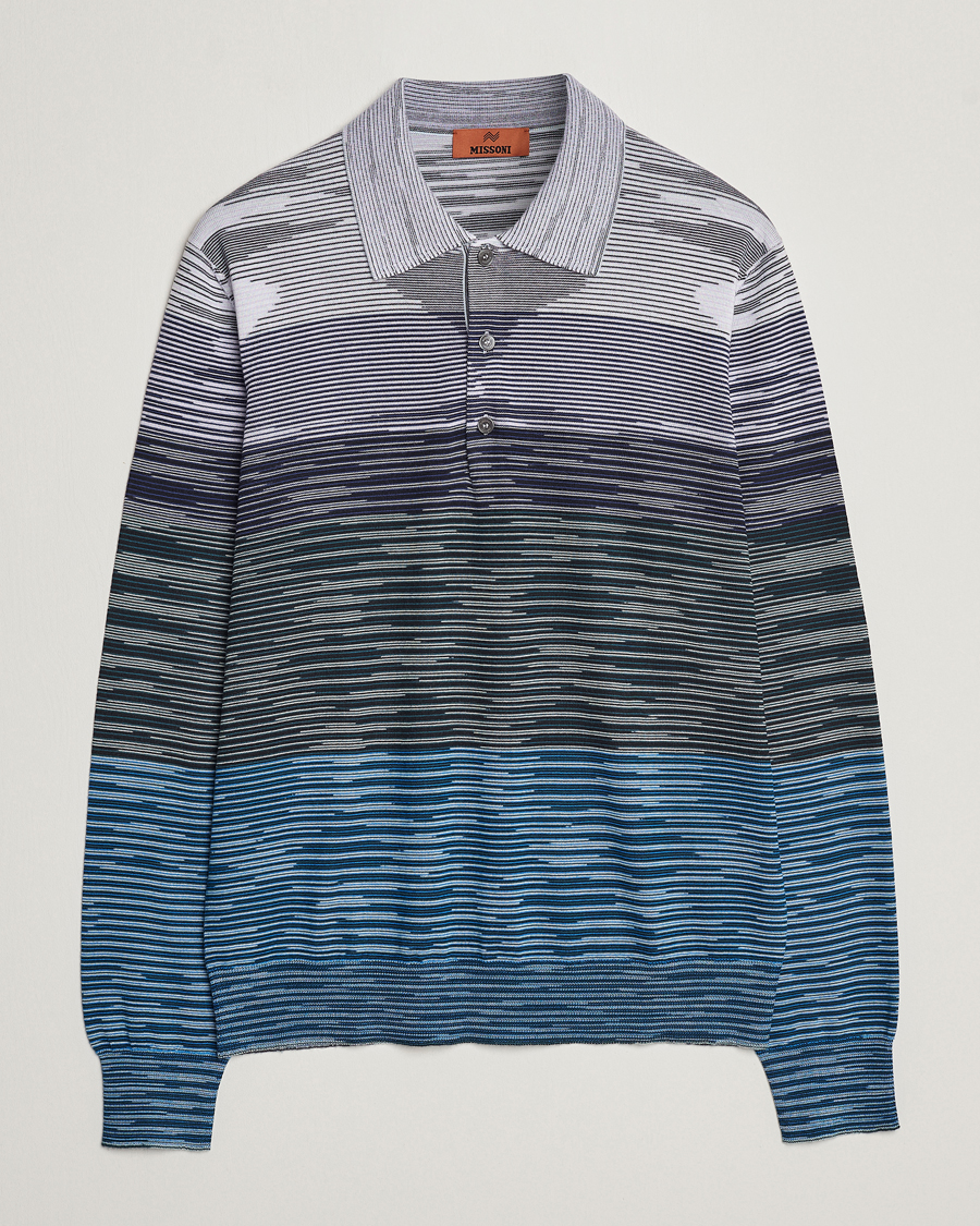 Herre | Gensere | Missoni | Space Dyed Long Sleeve Polo Blue/Black