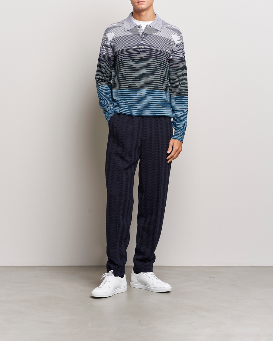 Herre | Gensere | Missoni | Space Dyed Long Sleeve Polo Blue/Black