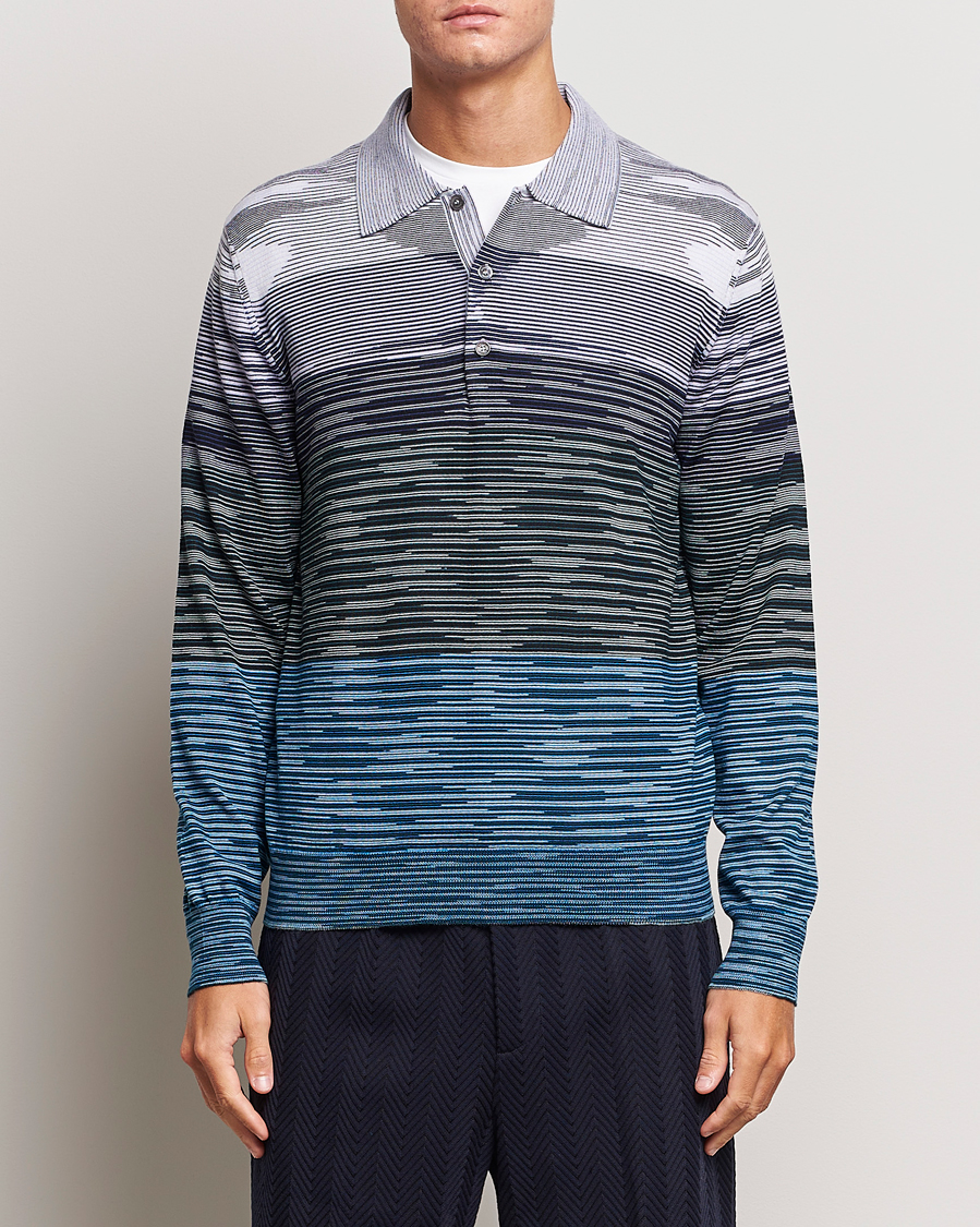 Herre | Gensere | Missoni | Space Dyed Long Sleeve Polo Blue/Black