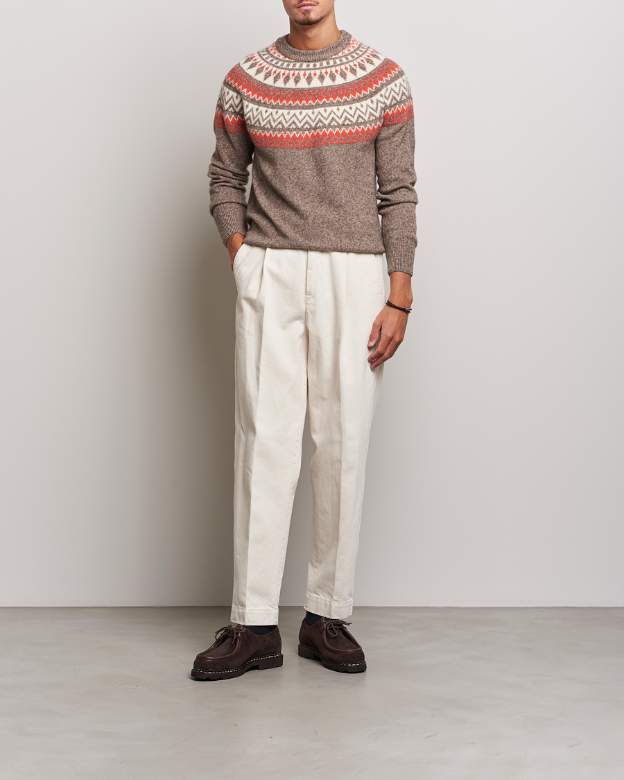 Herre | Gensere | Altea | Cashmere Blend Norwegian Sweater Beige/Red