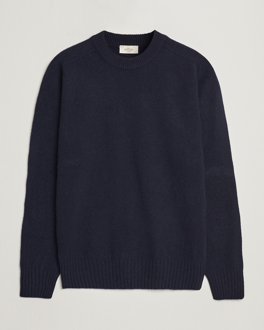 Herre | | Altea | Wool/Cashmere Crew Neck Pullover Navy