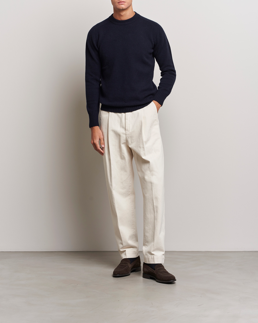 Herre | Gensere | Altea | Wool/Cashmere Crew Neck Pullover Navy