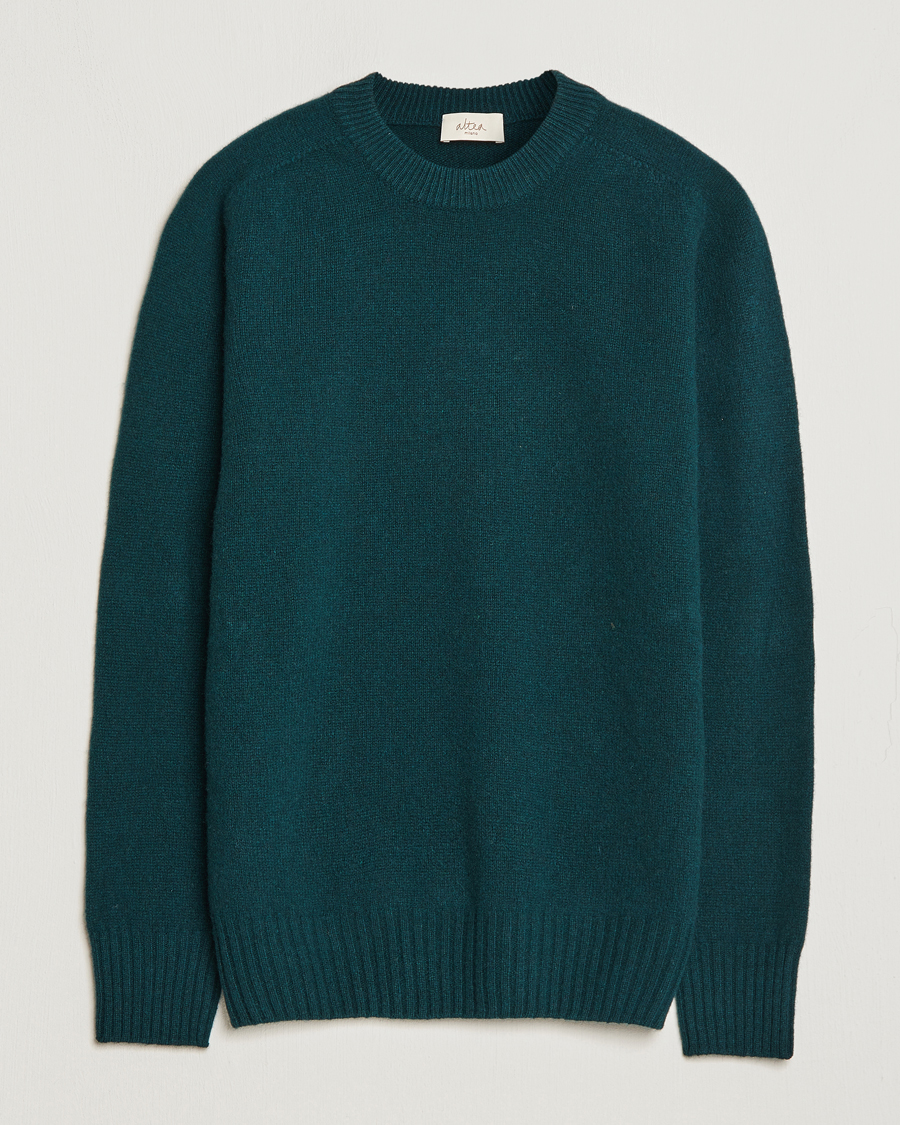 Herre |  | Altea | Wool/Cashmere Crew Neck Pullover Dark Green