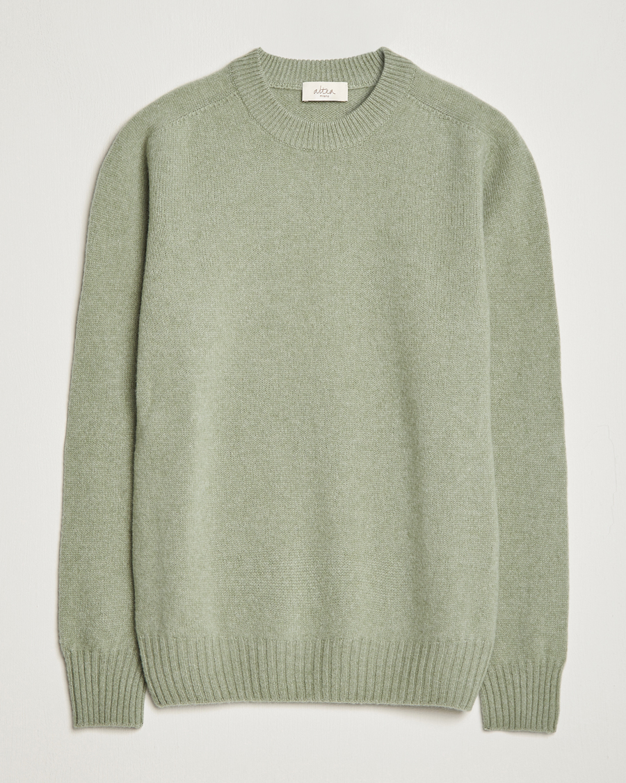 Herre | | Altea | Wool/Cashmere Crew Neck Pullover Sage
