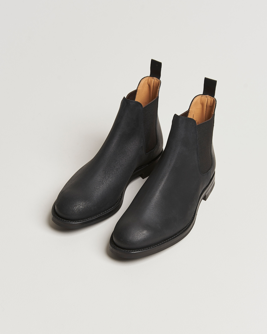 Herre | Svarte støvler | Crockett & Jones | Chelsea 5 Black Rough-Out Suede